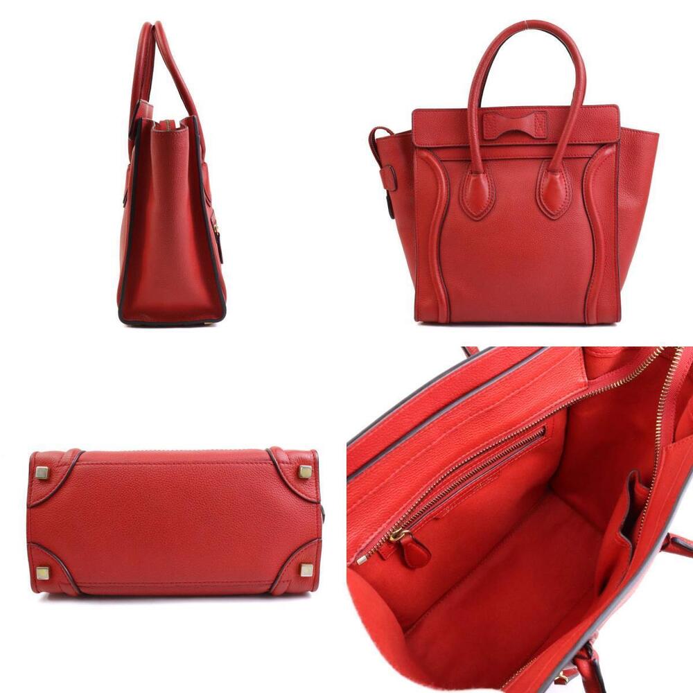 Celine Luggage Shopper Handbag Red Gold Leather - Picture 2 of 4